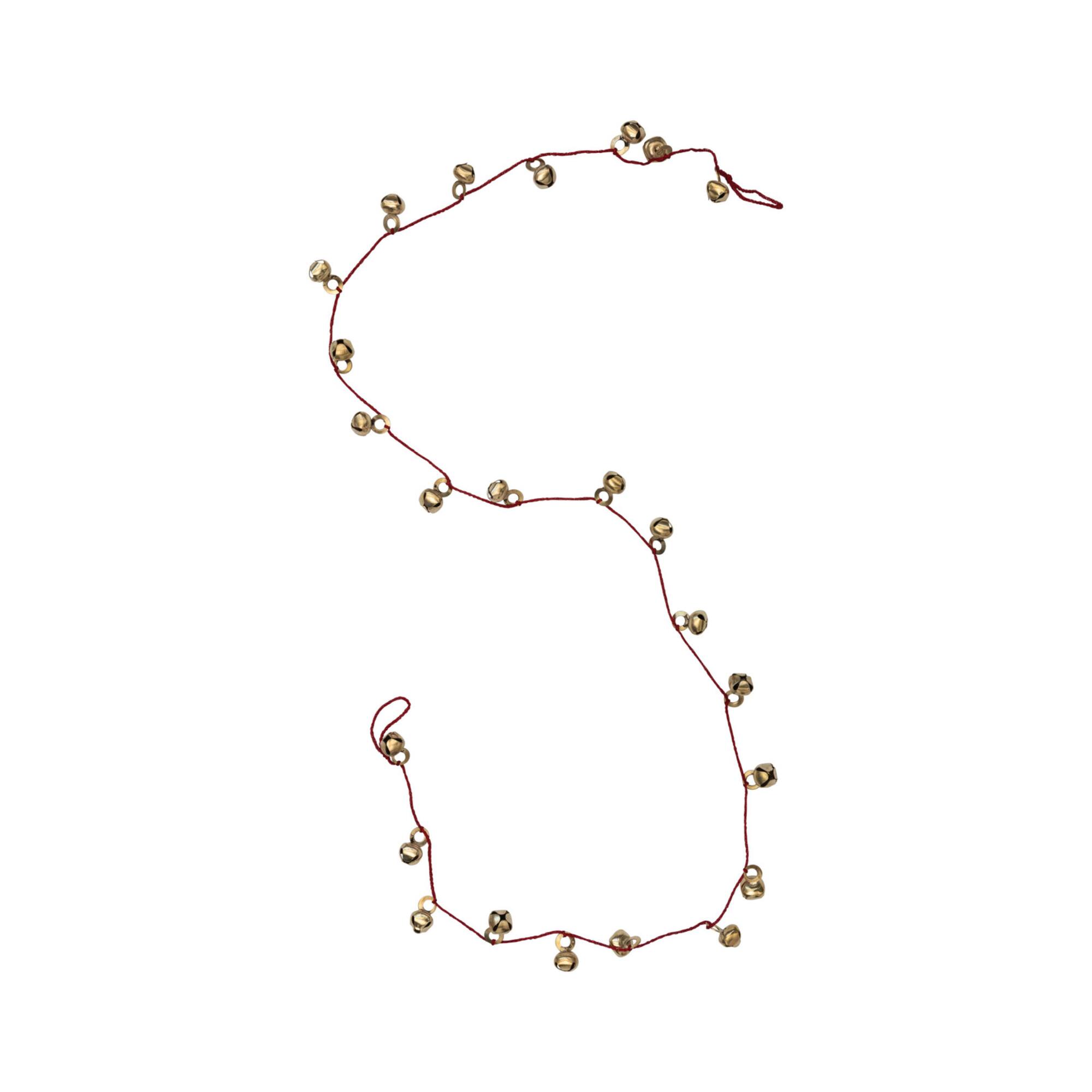 Hello Honey® 6ft. Antique Gold Finish Metal Bells on Red Cord Garland